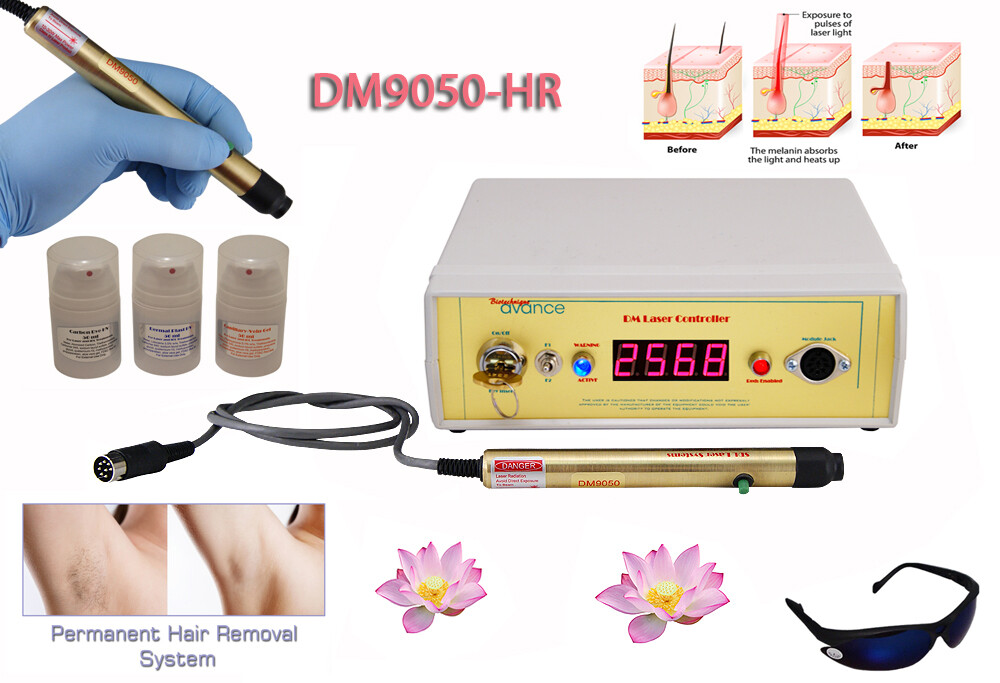 Permanent Hair Removal System, Hi-Tech Laser Machine and Treatment Gel Kit.