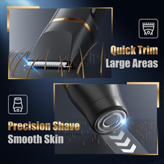 Electric Body Shaver for Men Black 2 in 1 Waterproof Grooming Trimmer