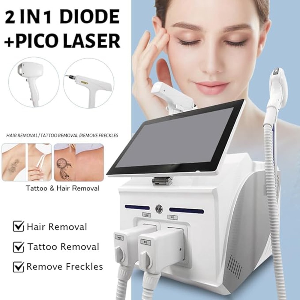 2 In 1 808nm Diode Laser HAIR REMOVAL ND YAG Pico Laser Tattoo Removal Machine