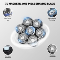 Uptard Magnetic Head Shaver Replacement Heads 7 Double Ring Waterproof Rotary