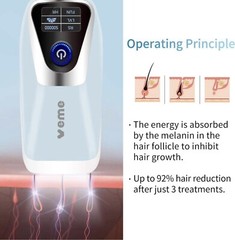 VEME IPL Painless, Permanent Hair Removal Device, 5 Energy Levels, Blue & White