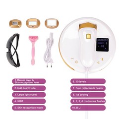 IPL Permanent Hair Removal 40J 530-1200nm 3 Attachments 10 Levels Home Use