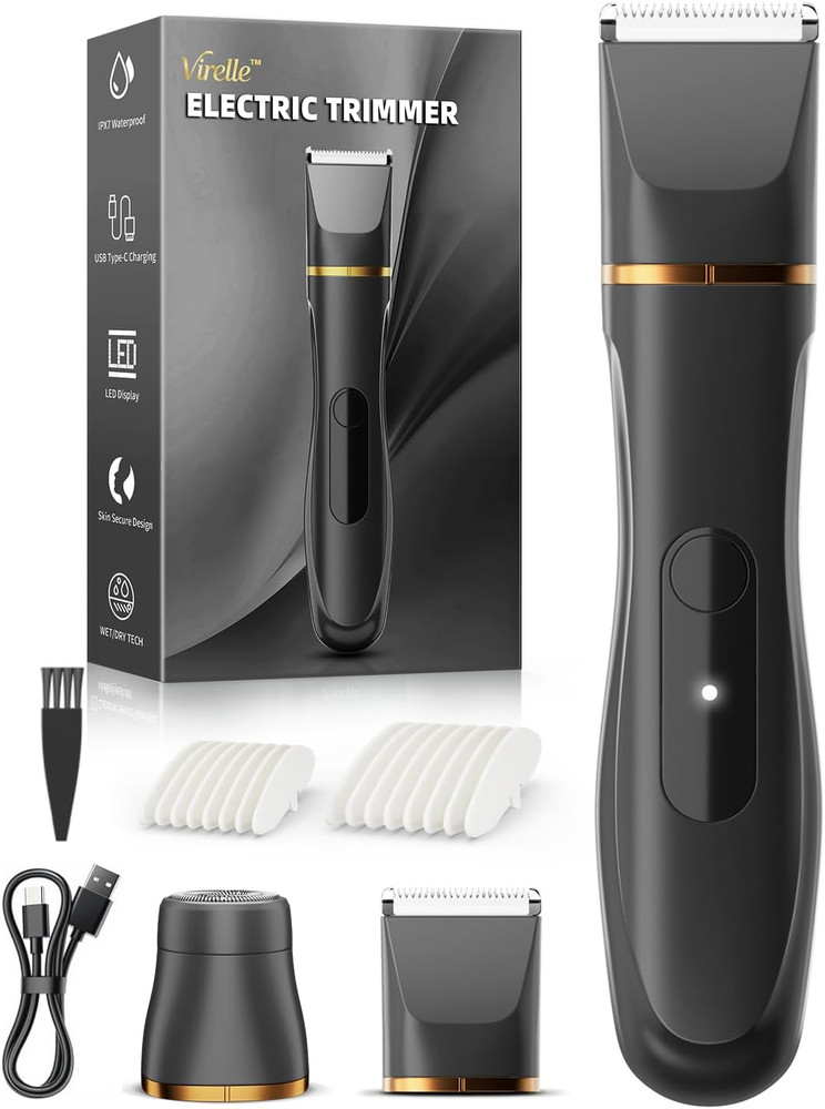 Electric Body Shaver for Men Black 2 in 1 Waterproof Grooming Trimmer