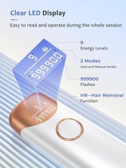 Gold IPL Laser Hair Removal Device with Ice Cooling for Men & Women at Home