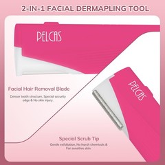 PELCAS Electric Dermaplaning Tool for Face with LED Light, mini, Rose Pink