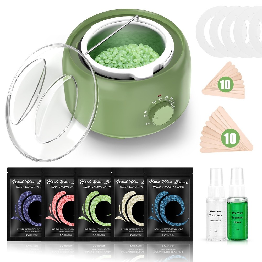 Waxing Kit – TIKESI Wax Warmer for Hair Removal, Hard Wax Kit with 14oz 5 Bag…