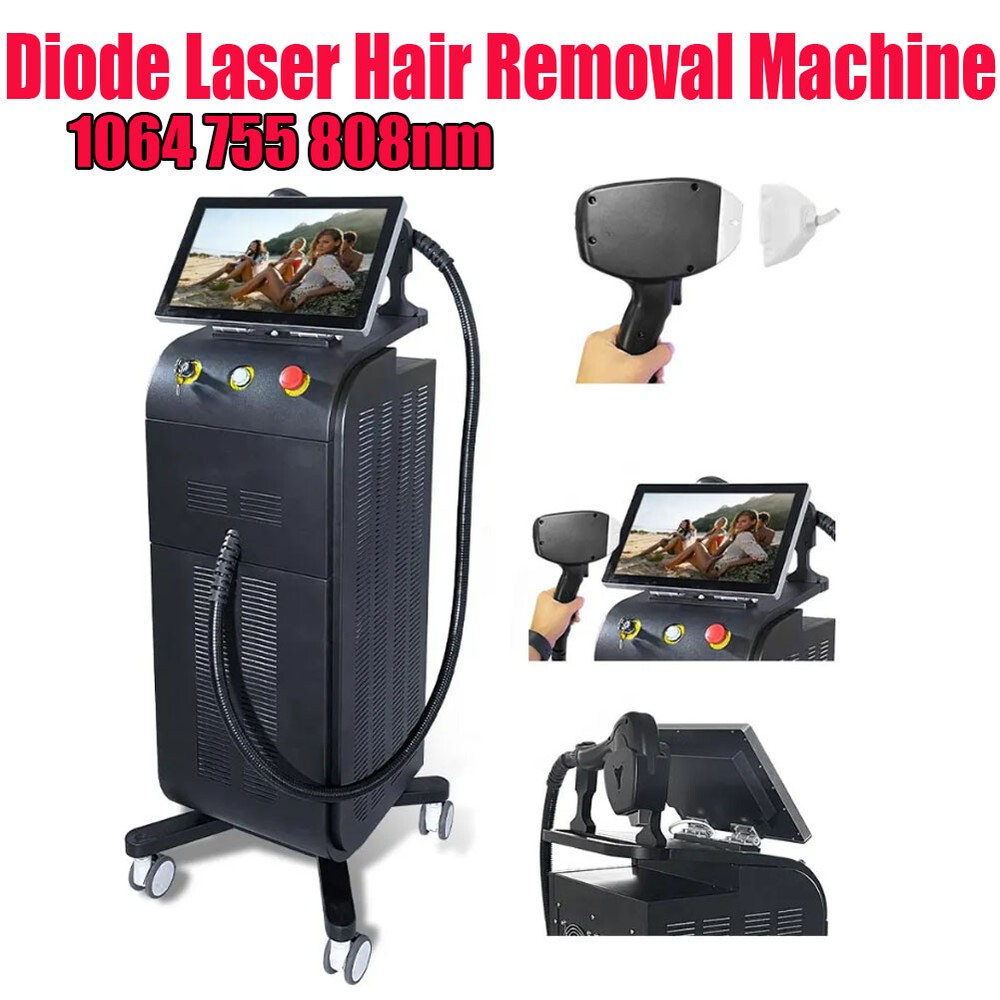 110V Diode Laser Hair Removal Machine Body Legs Skin Rejuvenation 1064 755 808nm