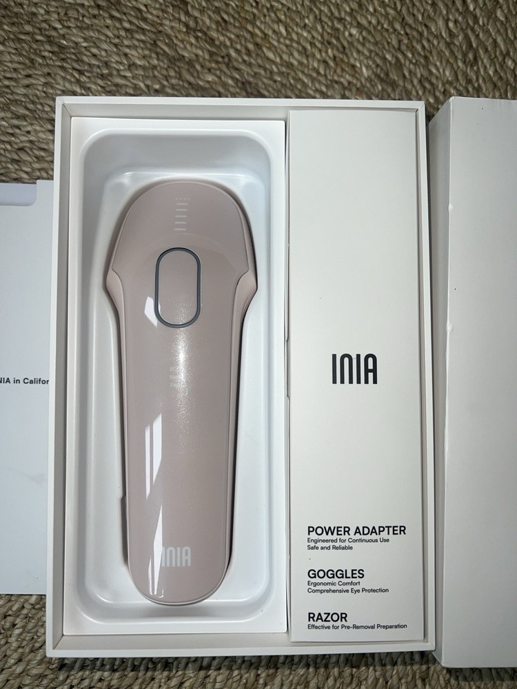 INIA IPL Hair Removal Device Kit, Pink w/ Power Adapter, Goggles & Razor