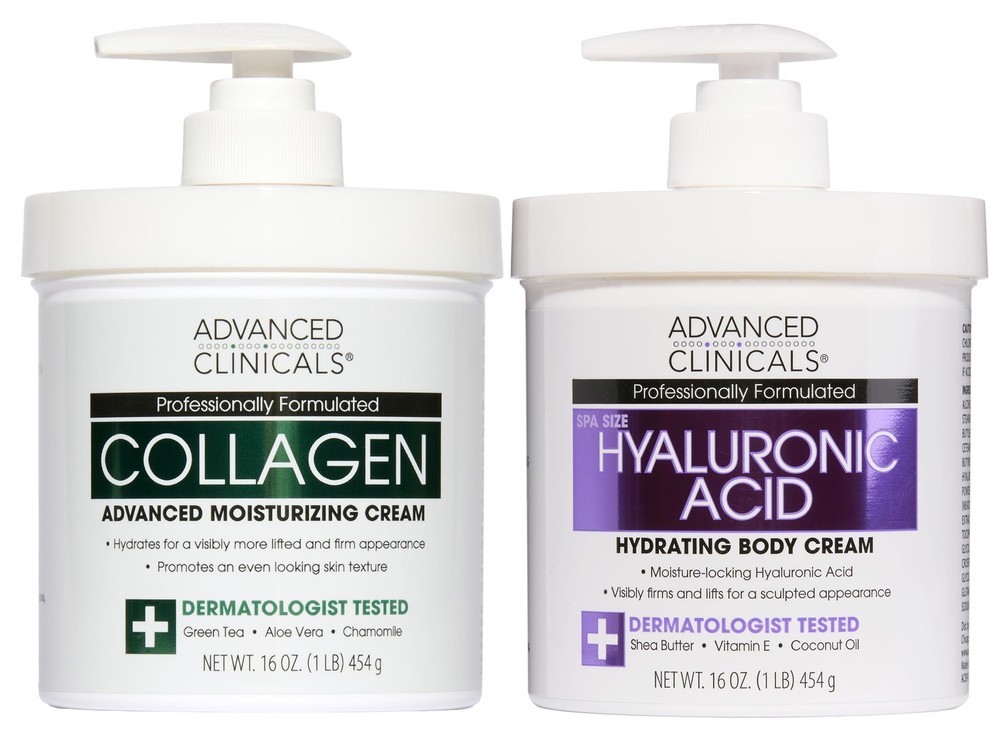 Advanced Clinicals 2 Piece Set, Collagen + Hyaluronic Acid Cream Set