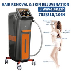 Painless 755 1064 810nm Diode Laser Ice Permanent Hair Removal Beauty Machine