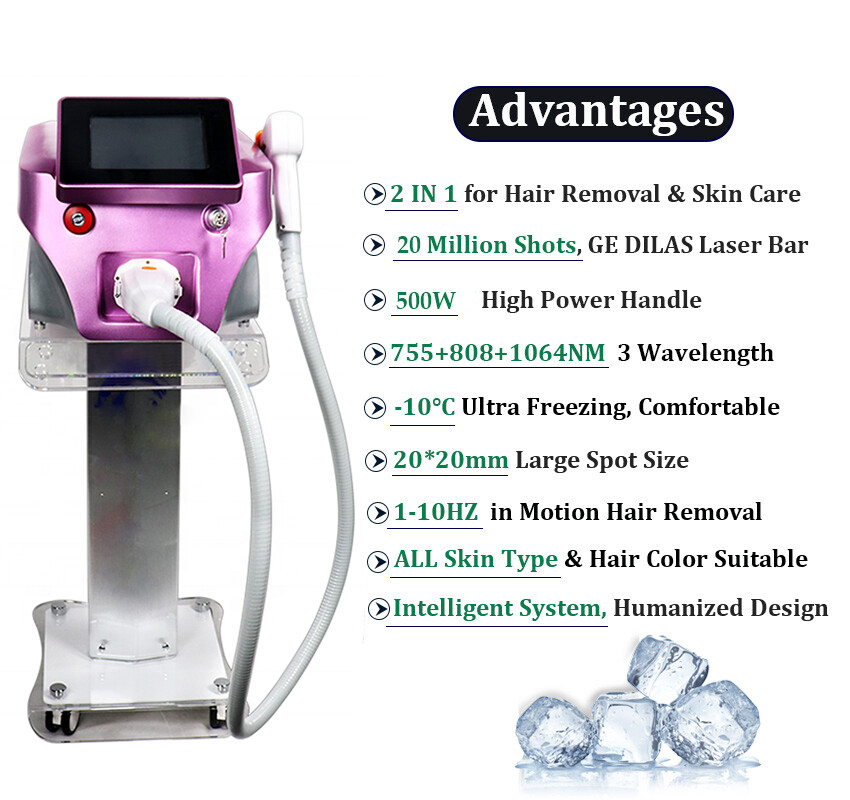 1064nm/755nm/808nm Diode Laser Body Hair Removal Permanent Machine Body & Facial