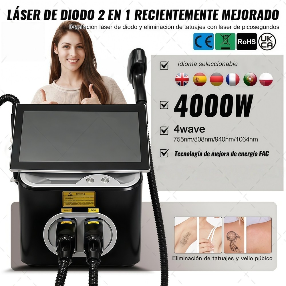 2in 1 808 Diode Laser Yag 755 808 940 1064nm Diode Laser Hair & Tattoo Removal