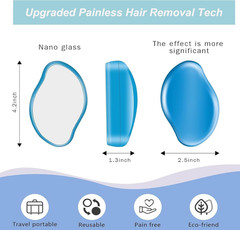 2PCS Crystal Hair Eraser for Women Reusable Hair Remover Stone, Painless Crystal