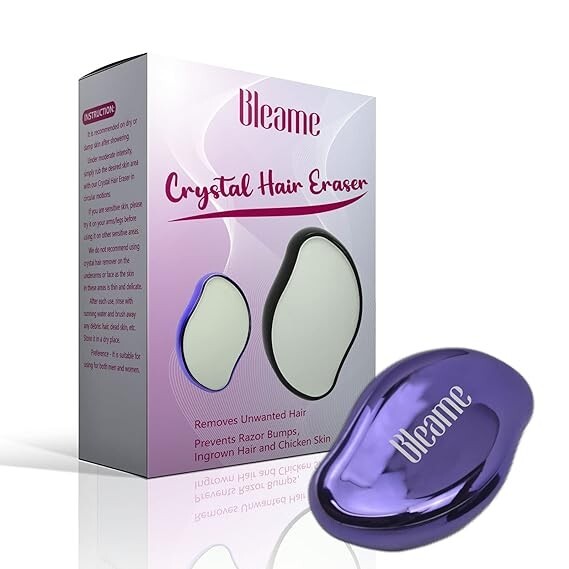 Crystal Hair Eraser Painless Hair Removal with Epilator, Gemstone Blue Free Ship