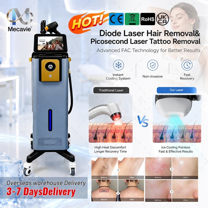 Diode Pico Laser Ice Cooling Hair Reduction Pigment Removal Beauty Device