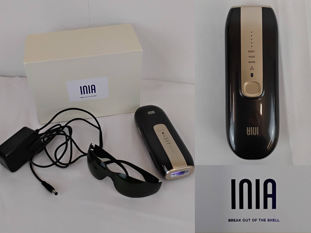 Inia Laser Hair Removal Device Black w/ Power Cord + Sunglasses Powers On #J4579