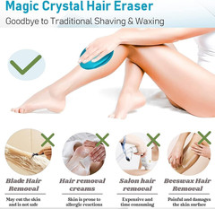 2PCS Crystal Hair Eraser for Women Reusable Hair Remover Stone, Painless Crystal