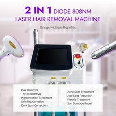 2 IN 1 808nm 532nm 1064nm Diode Laser Hair + ND YAG Pico Tattoo Removal Machine