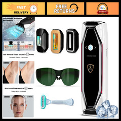 Painless Laser Hair Removal Device with Ice-Cooling, 3-in-1 Skin Rejuvenation, 8