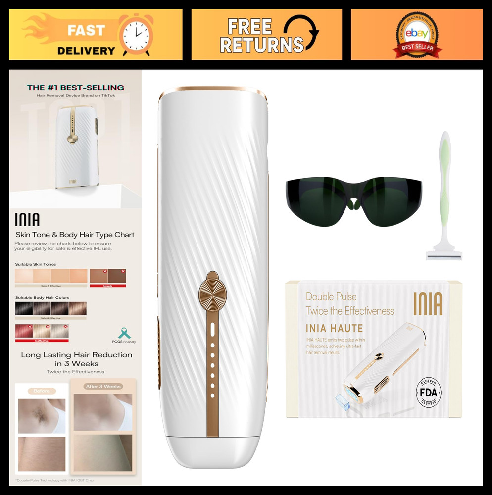 IPL Laser Hair Removal Device for Men & Women, Ice-Cooling, Fast & Effective, Pa