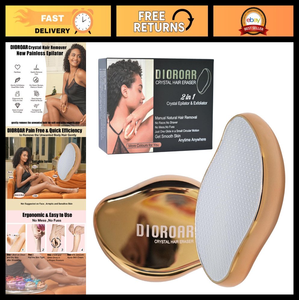 Crystal Hair Eraser – Nano Glass Hair Removal Device, Painless Exfoliator for Si