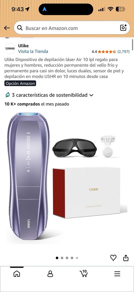 Ulike Air Series IPL Hair Removal Device Flashes Corded Purple
