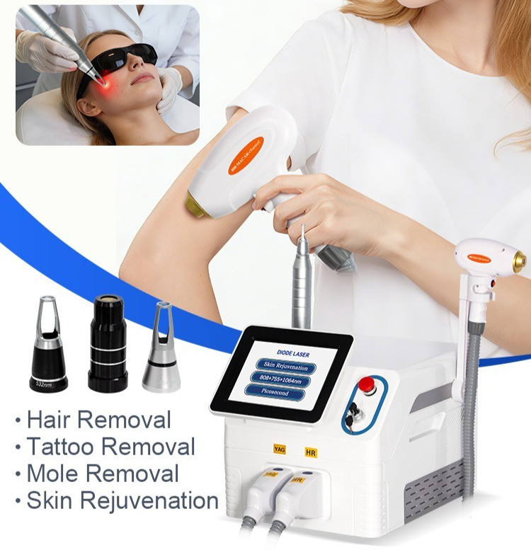 2 In 1 808nm Diode Laser Hair Removal & Nd Yag Pico Laser Tattoo removal Machine
