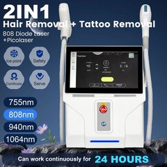 2 In 1 808nm Diode Laser Hair Removal & Pico Laser Tattoo removal Machine 10bar