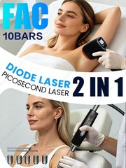 New 2-in-1 Diode Laser Hair Removal 4-Wave 10 Bars & Pico Tattoo Removal Machine