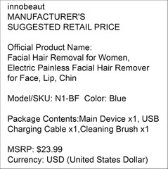 Facial Hair Removal for Women, Electric Painless Facial Hair Remover for Face, L
