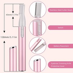 Chumia 2 Pcs Electric Eyebrow Trimmer Women Precision Face Razors Pink, Black