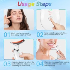 Face and Neck Massager T𝗈𝗈I, 7 C𝗈I𝗈r Facial Mass
