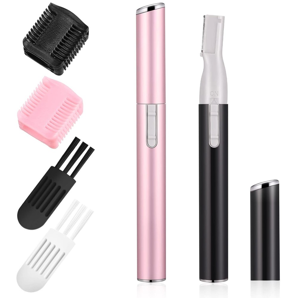 Chumia 2 Pcs Electric Eyebrow Trimmer Women Precision Face Razors Pink, Black
