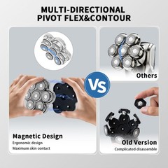 Uptard Magnetic Head Shaver Replacement Heads 7 Double Ring Waterproof Rotary