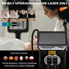 2-in-1 Diode & Pico Laser Hair Removal Tattoo Removal Beauty Machine 4-wave