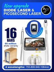 2 In 1 808nm Diode Laser Hair Removal & Pico Laser Tattoo removal Machine 16bar