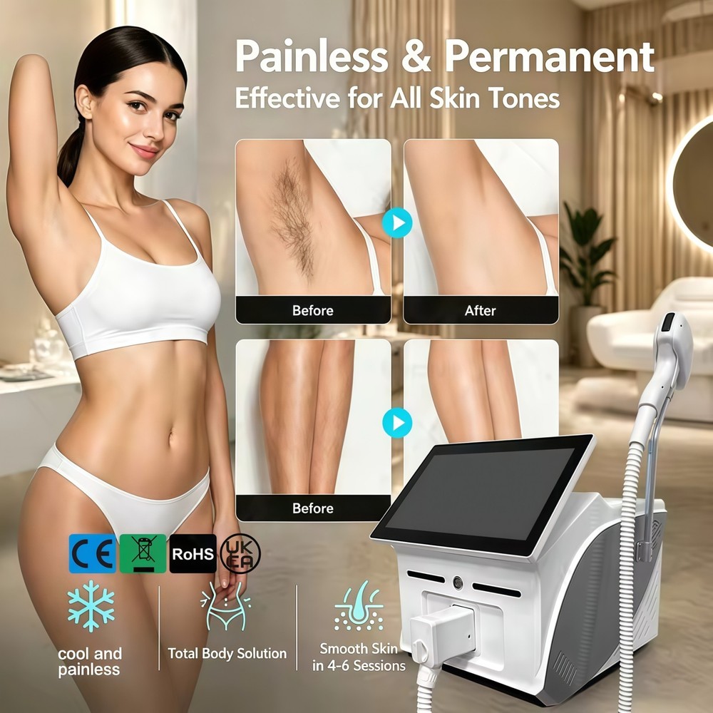 808 Diode Laser Hair Removal Machine 755 808 940 1064nm 10Bars Smooth Skin