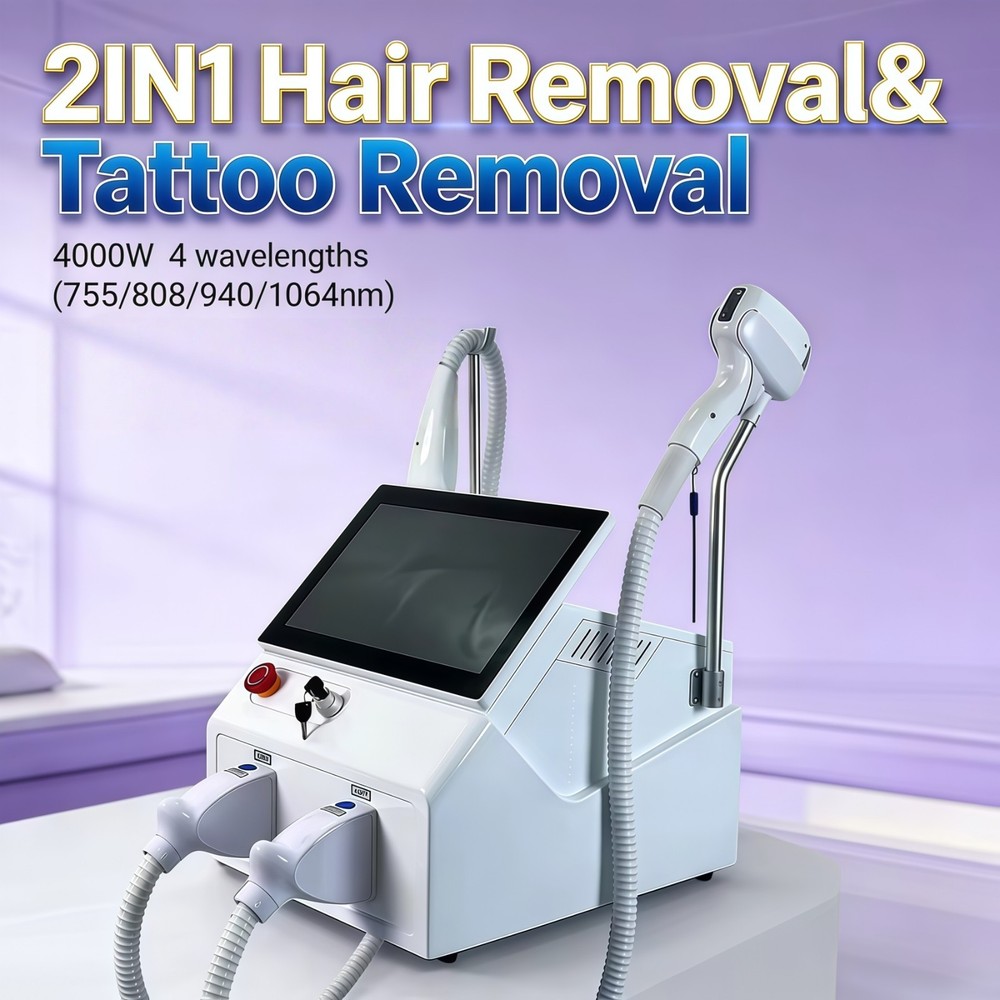 2 In 1 Pico Laser Tattoo Removal Diode Laser 755 808 940 1064NM Hair Removal