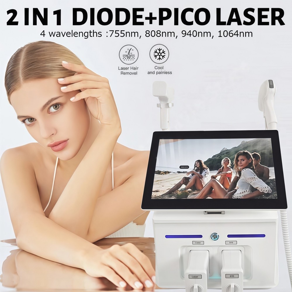 Professional 2 In 1 Diode Laser Hair Removal Machine Picosecond Tattoo Removal