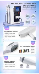 3-in-1 OPT beauty device, laser hair removal, tattoo removal, skin rejuvenation.