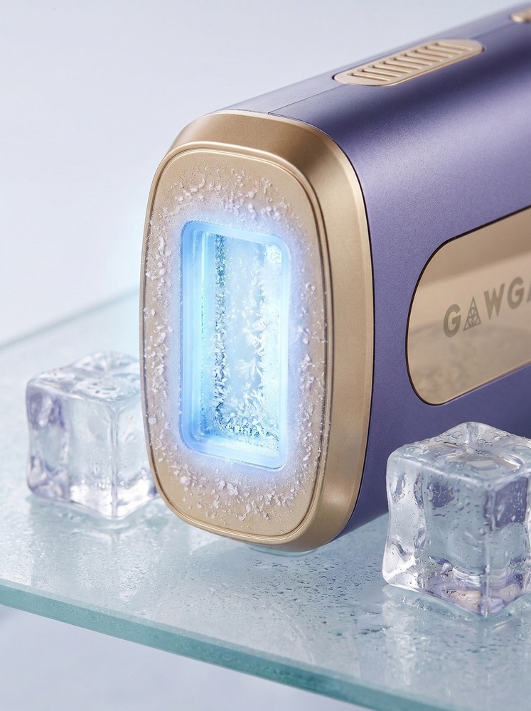 IPL Hair Removal Device Ice-Cooling LCD Display Portable Purple Gold