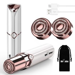 Electric Painless Hair Remover, Facial 5 Piece Set, White+2 Heads