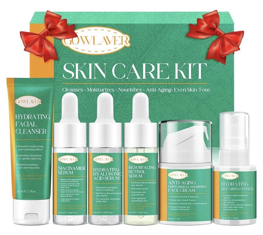 Lifting & Firming Anti-Aging Skin Care Set Kit for Women Travel Size, Green