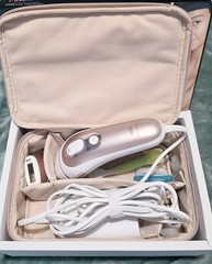 Braun IPL Hair Removal Device Model 6036, 3 Heads, Pouch, Razor, White/Gold