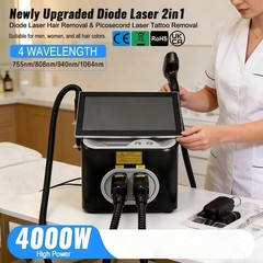 2-In-1 808 Diode Laser Hair Removal +Picosecond Tattoo Removal Skin Rejuvenation