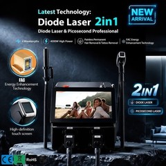 2 In 1 Diode Laser Hair Removal & ND Yag Pico Laser Tattoo Removal Skin Care