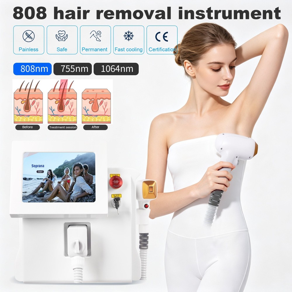 808 Laser Hair Removal Device Body Face Underarm Ice Cooling System