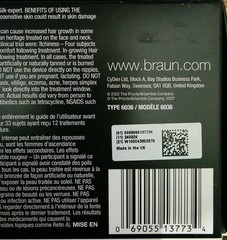 Braun IPL Hair Removal Device Model 6036, 3 Heads, Pouch, Razor, White/Gold