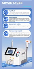 2 In 1 808nm Diode Laser Hair Removal & Nd Yag Pico Laser Tattoo removal Machine