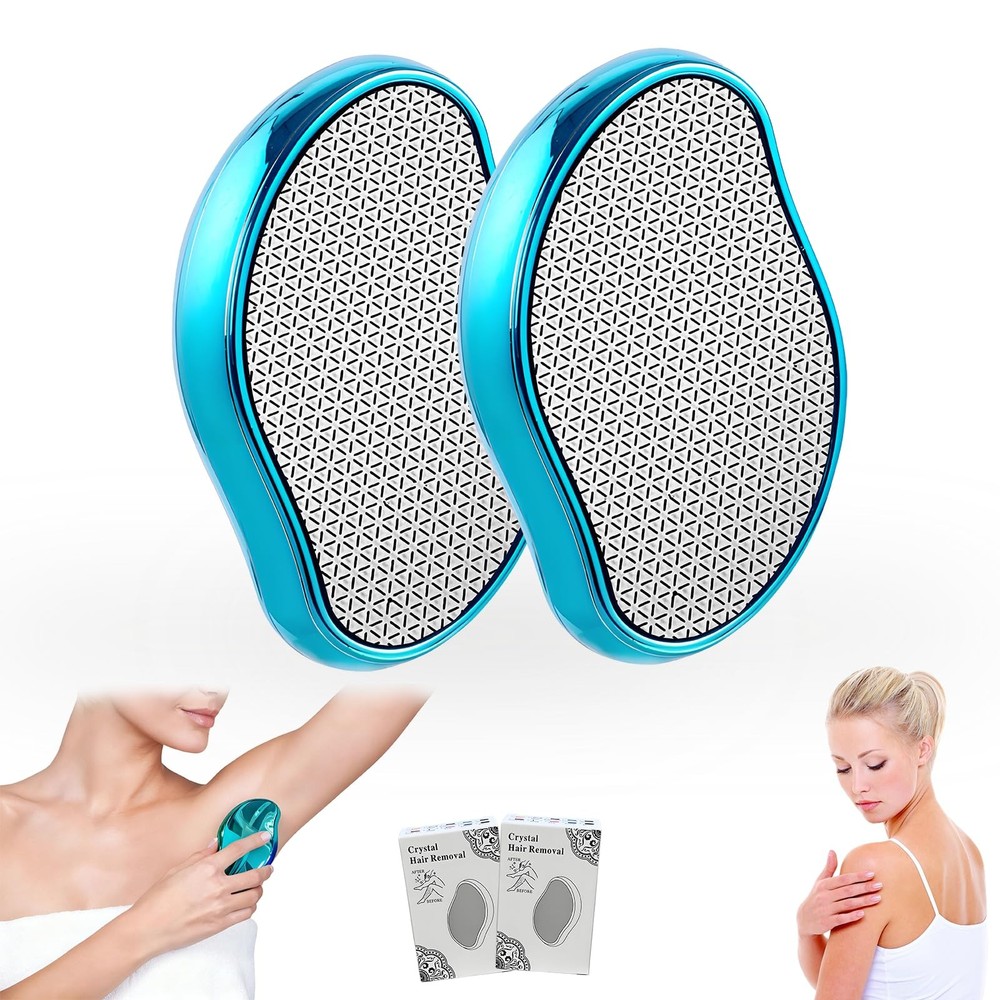 Crystal Hair Remover – Reusable Nano Glass (Blue, Coarse) Exfoliates, Easy Wash